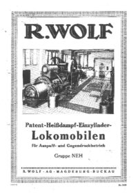 Plakat der Firma R.Wolf aus Magdeburg-Buckau mit einer Dampfmaschine